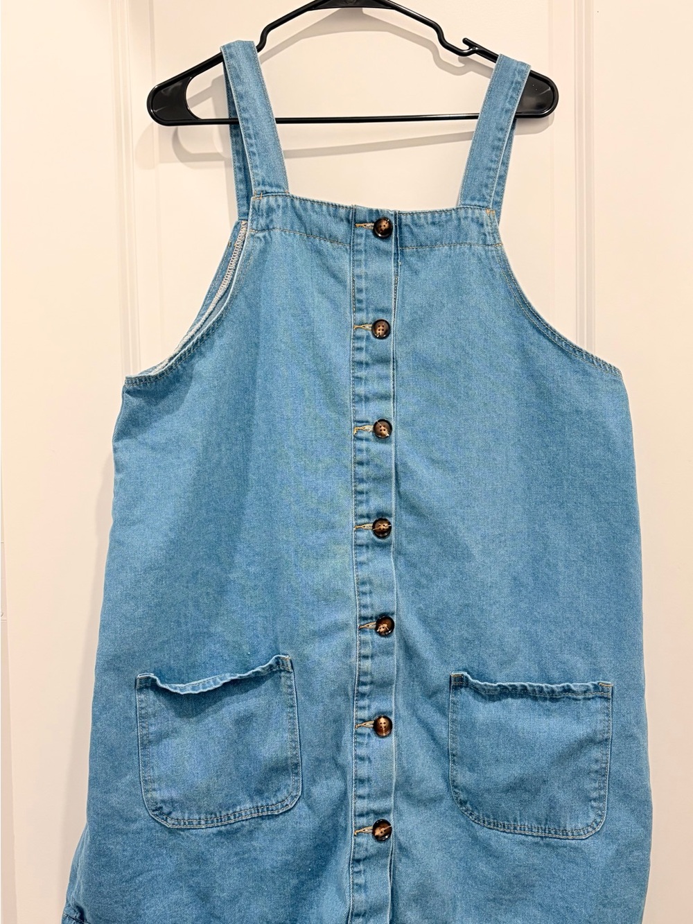 Light Blue Denim Mini Dress with Front Buttons